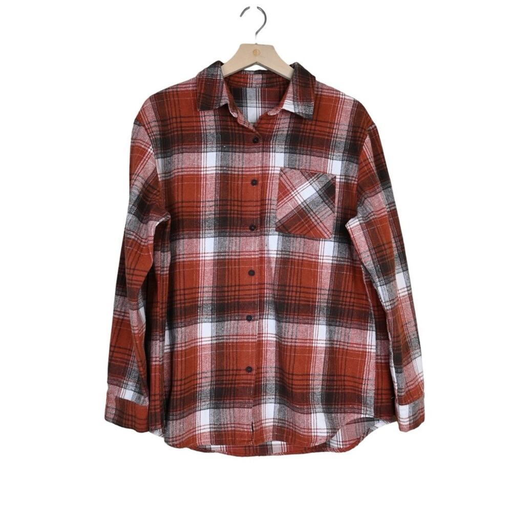 Amazon Womens L Plaid Long Sleeve Button Down Shirt